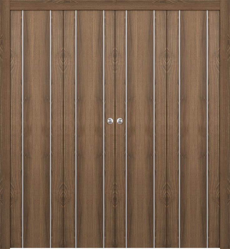 OPTIMA 2U PECAN NUTWOOD DOUBLE BI-FOLD DOORS BELLDINNI MODERN INTERIOR DOOR - 1