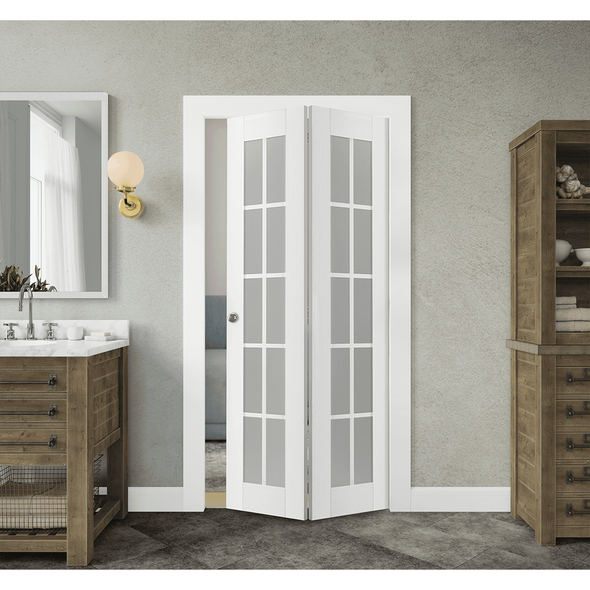 PALLADIO 10 LITE VETRO BIANCO NOBLE BI-FOLD BELLDINNI MODERN INTERIOR DOOR - 1