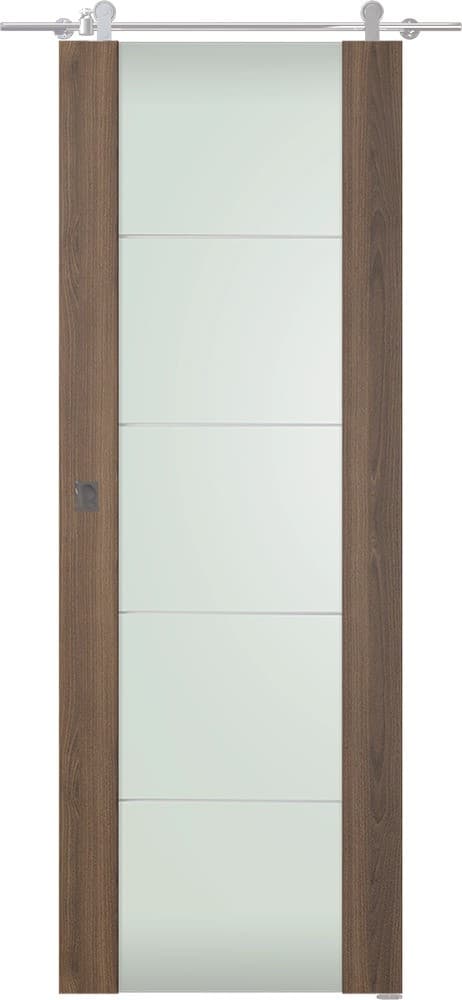 AVON 202 4H VETRO PECAN NUTWOOD DOUBLE BARN DOORS BELLDINNI MODERN INTERIOR DOOR - 1