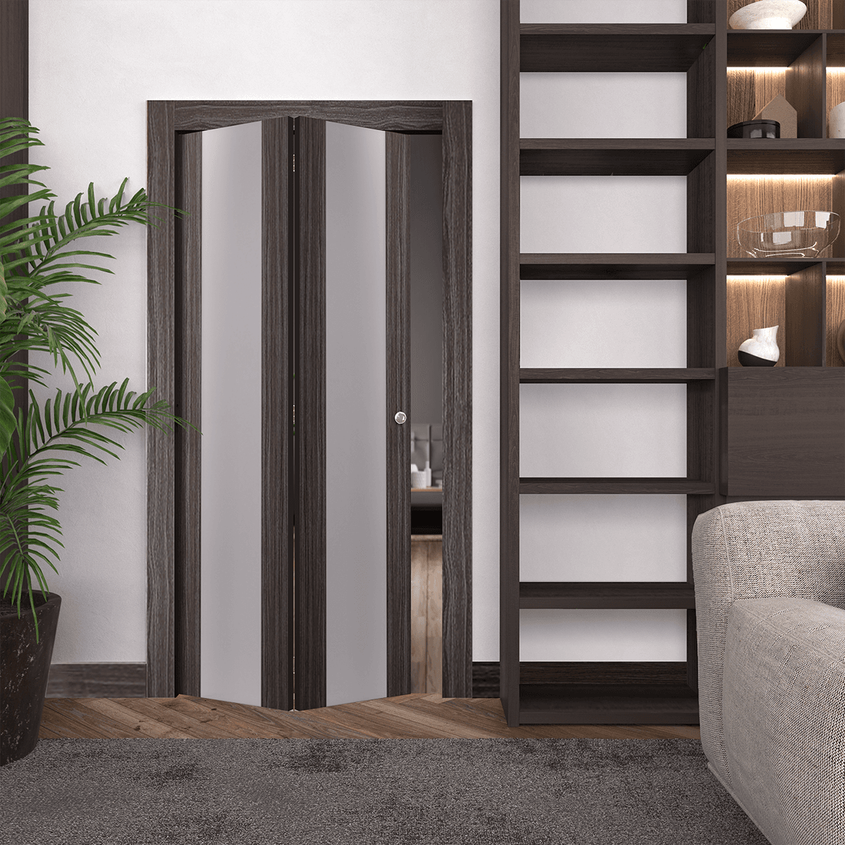 PALLADIO 202 VETRO GRAY OAK BI-FOLD BELLDINNI MODERN INTERIOR DOOR - 2