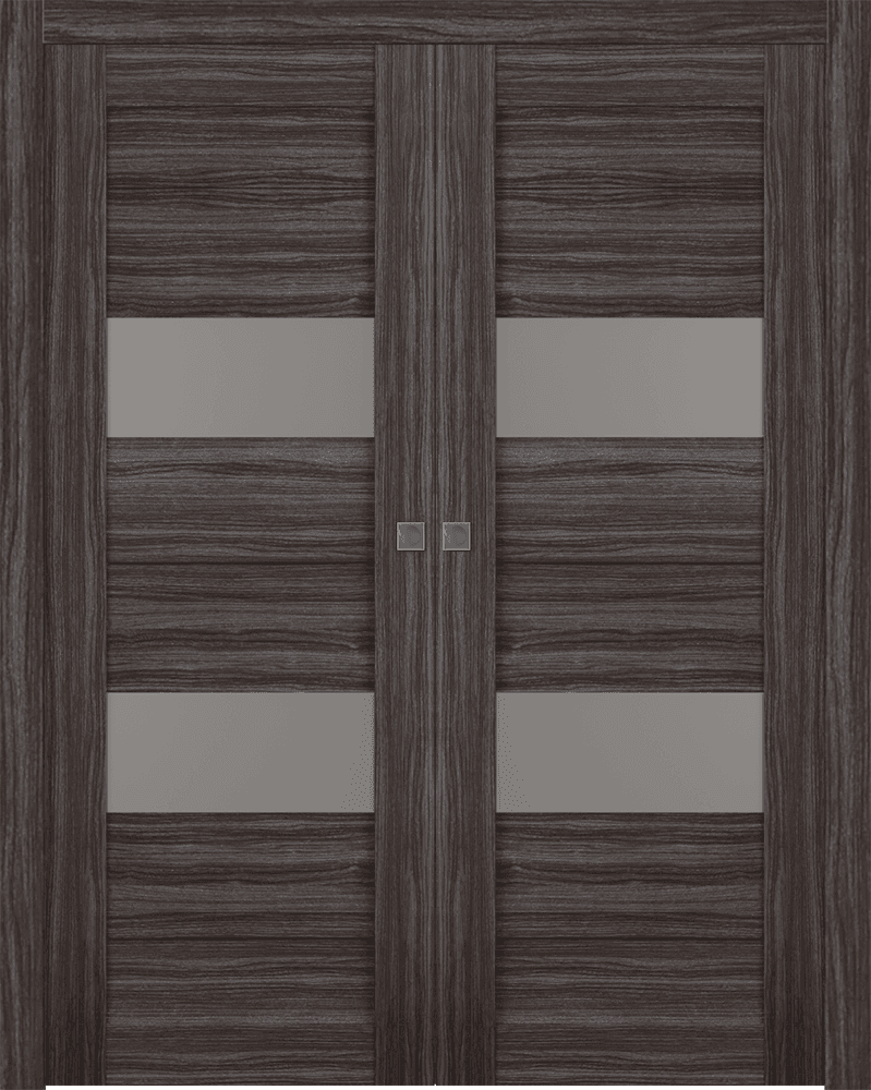 BERTA VETRO GRAY OAK DOUBLE POCKET BELLDINNI MODERN INTERIOR DOOR - 1