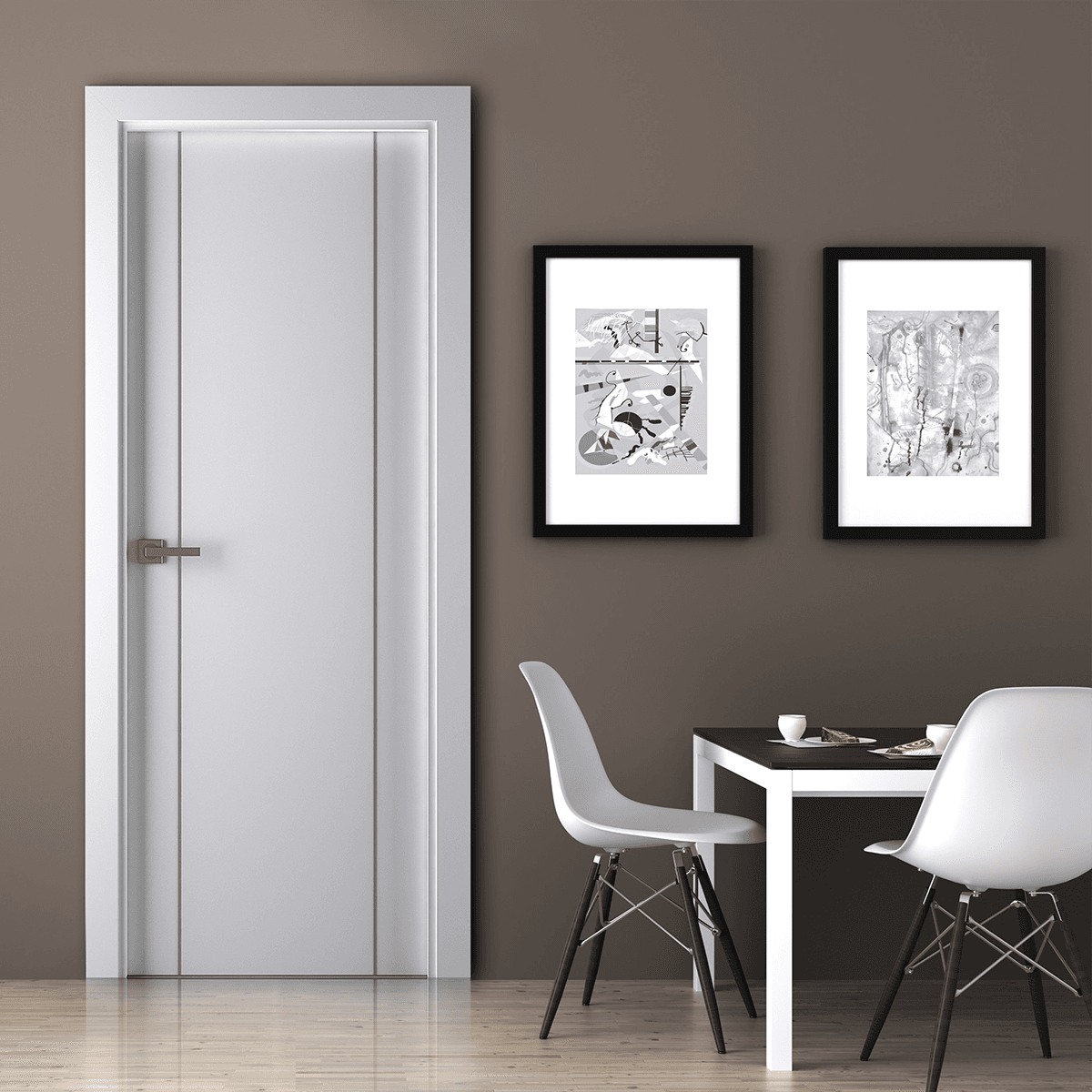 PALLADIO 2U BLACK BIANCO NOBLE SWING DOORS BELLDINNI MODERN INTERIOR DOOR - 2