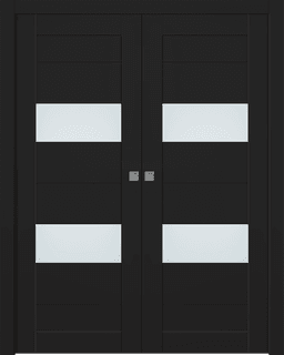 BERTA VETRO BLACK MATTE DOUBLE POCKET BELLDINNI MODERN INTERIOR DOOR - 1