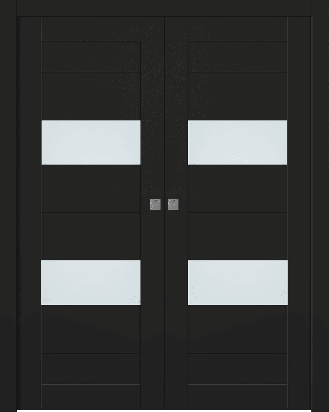 BERTA VETRO BLACK MATTE DOUBLE POCKET BELLDINNI MODERN INTERIOR DOOR - 1