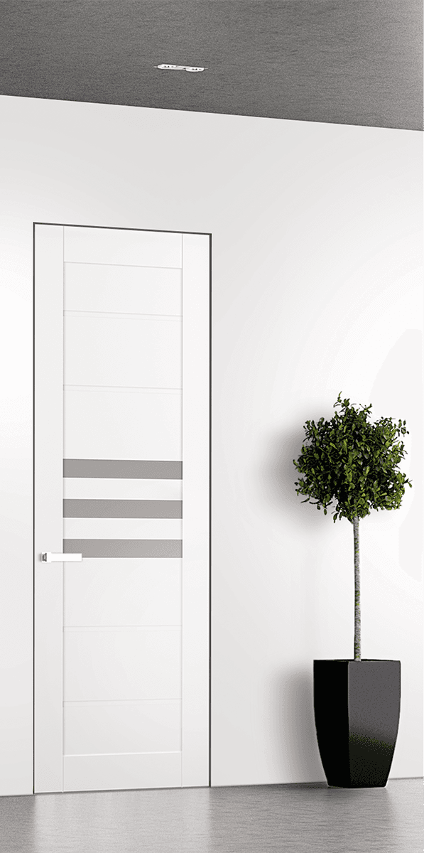 DOME VETRO SNOW WHITE DOUBLE INVISIBLE METAL FRAME BELLDINNI MODERN INTERIOR DOOR - 1