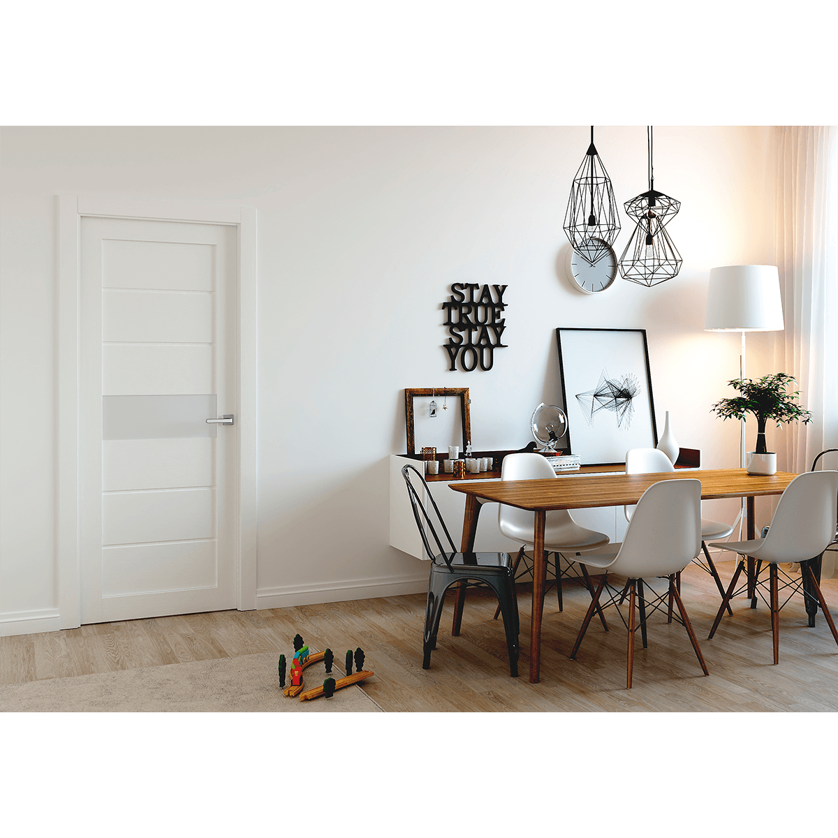EDNA VETRO BIANCO NOBLE DOUBLE BELLDINNI MODERN INTERIOR DOOR - 2