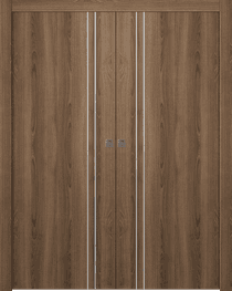 OPTIMA 2V PECAN NUTWOOD DOUBLE POCKET DOORS BELLDINNI MODERN INTERIOR DOOR - 1