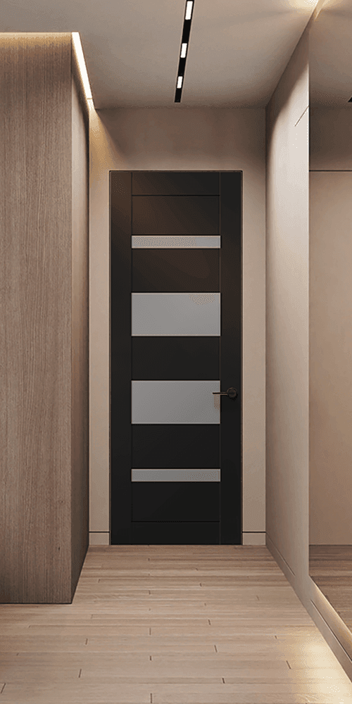 MIRELLA VETRO BLACK MATTE DOUBLE INVISIBLE METAL FRAME BELLDINNI MODERN INTERIOR DOOR - 1