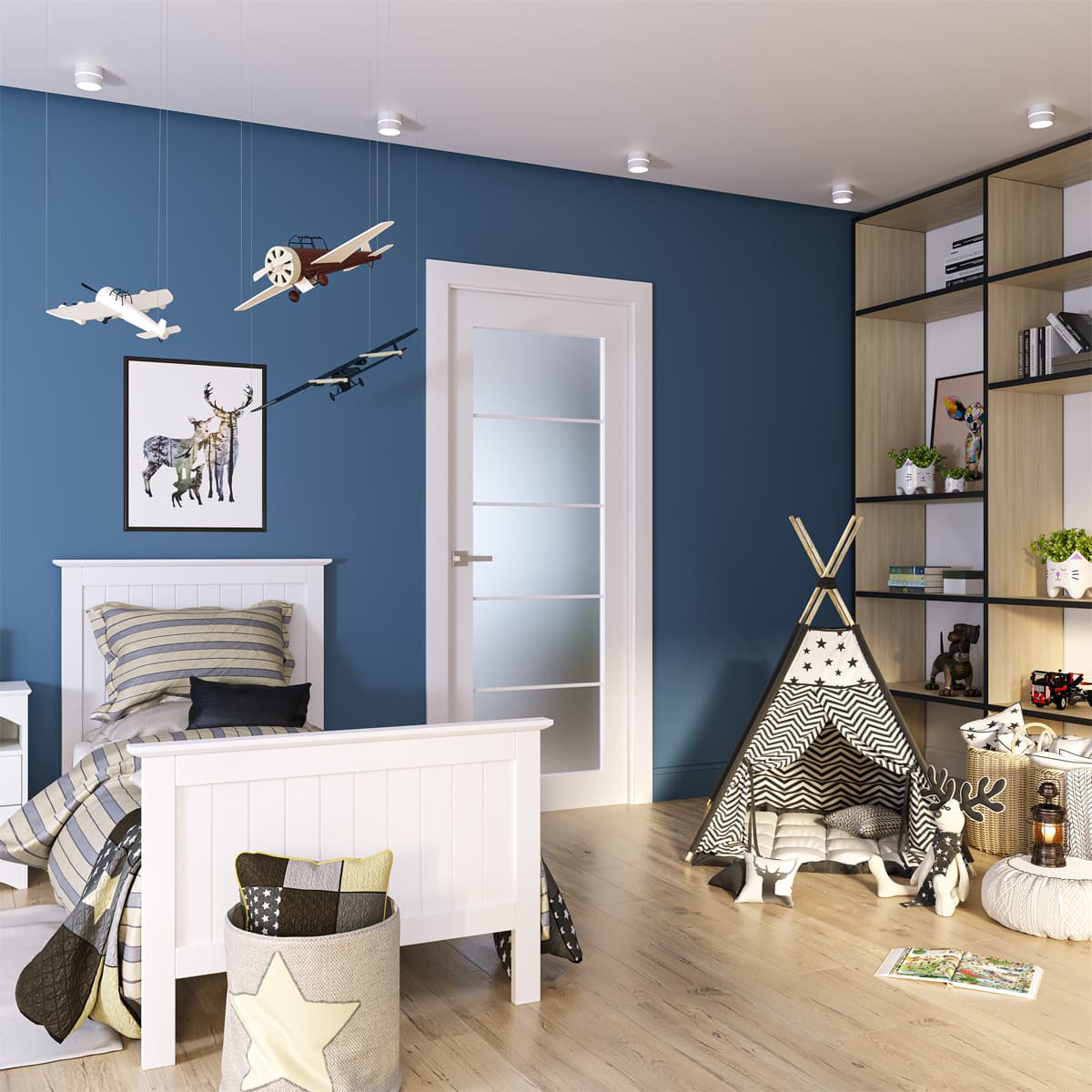 SMART PRO 5 LITE VETRO POLAR WHITE SWING BELLDINNI MODERN INTERIOR DOOR - 2