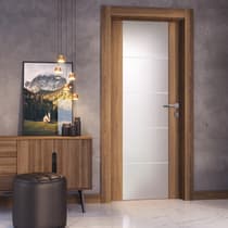 AVON 202 4H VETRO PECAN NUTWOOD DOUBLE INVISIBLE METAL FRAME BELLDINNI MODERN INTERIOR DOOR - 2