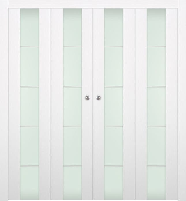 PALLADIO 202 4H BLACK STRIPS VETRO BIANCO NOBLE DOUBLE BI-FOLD DOORS BELLDINNI MODERN INTERIOR DOOR - 2