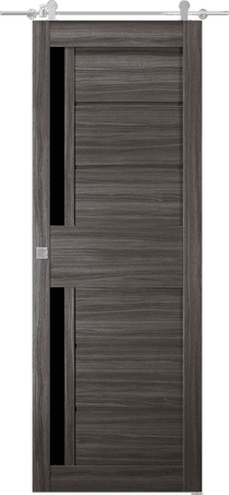 ESTA BLACK VETRO GRAY OAK DOUBLE BARN BELLDINNI MODERN INTERIOR DOOR - 1