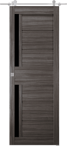 ESTA BLACK VETRO GRAY OAK DOUBLE BARN BELLDINNI MODERN INTERIOR DOOR - 1