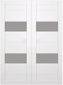VITA VETRO SNOW WHITE DOUBLE BARN BELLDINNI MODERN INTERIOR DOOR - 2