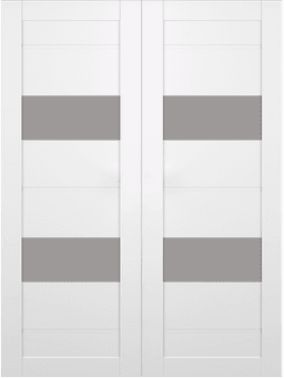 VITA VETRO SNOW WHITE DOUBLE BARN BELLDINNI MODERN INTERIOR DOOR - 2