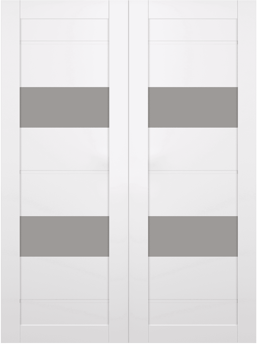 VITA VETRO SNOW WHITE DOUBLE BARN BELLDINNI MODERN INTERIOR DOOR - 2