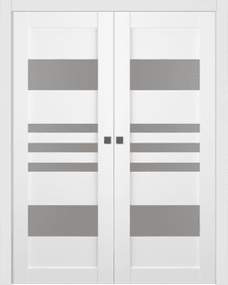 LETI VETRO BIANCO NOBLE DOUBLE POCKET BELLDINNI MODERN INTERIOR DOOR - 1