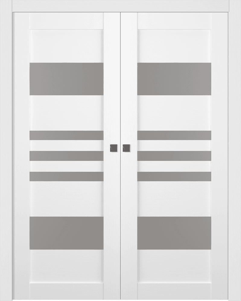 LETI VETRO BIANCO NOBLE DOUBLE POCKET BELLDINNI MODERN INTERIOR DOOR - 1