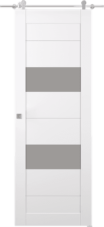 BERTA VETRO SNOW WHITE DOUBLE BARN BELLDINNI MODERN INTERIOR DOOR - 1