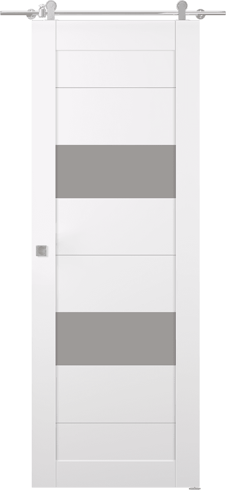 BERTA VETRO SNOW WHITE DOUBLE BARN BELLDINNI MODERN INTERIOR DOOR - 1