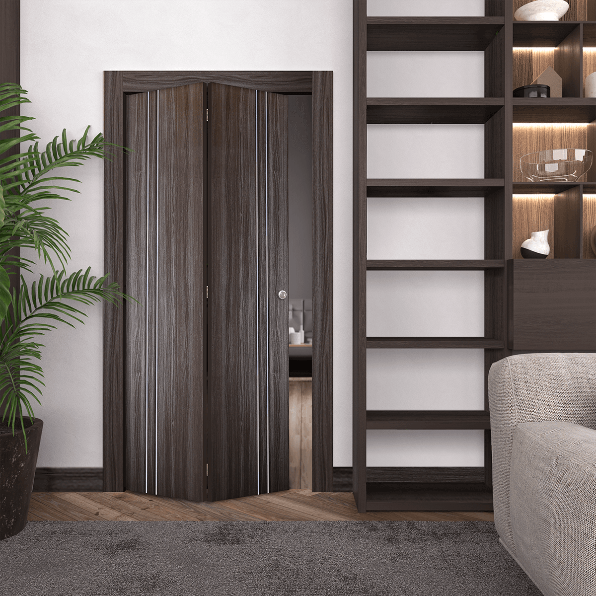 PALLADIO 2V GRAY OAK BI-FOLD BELLDINNI MODERN INTERIOR DOOR - 2