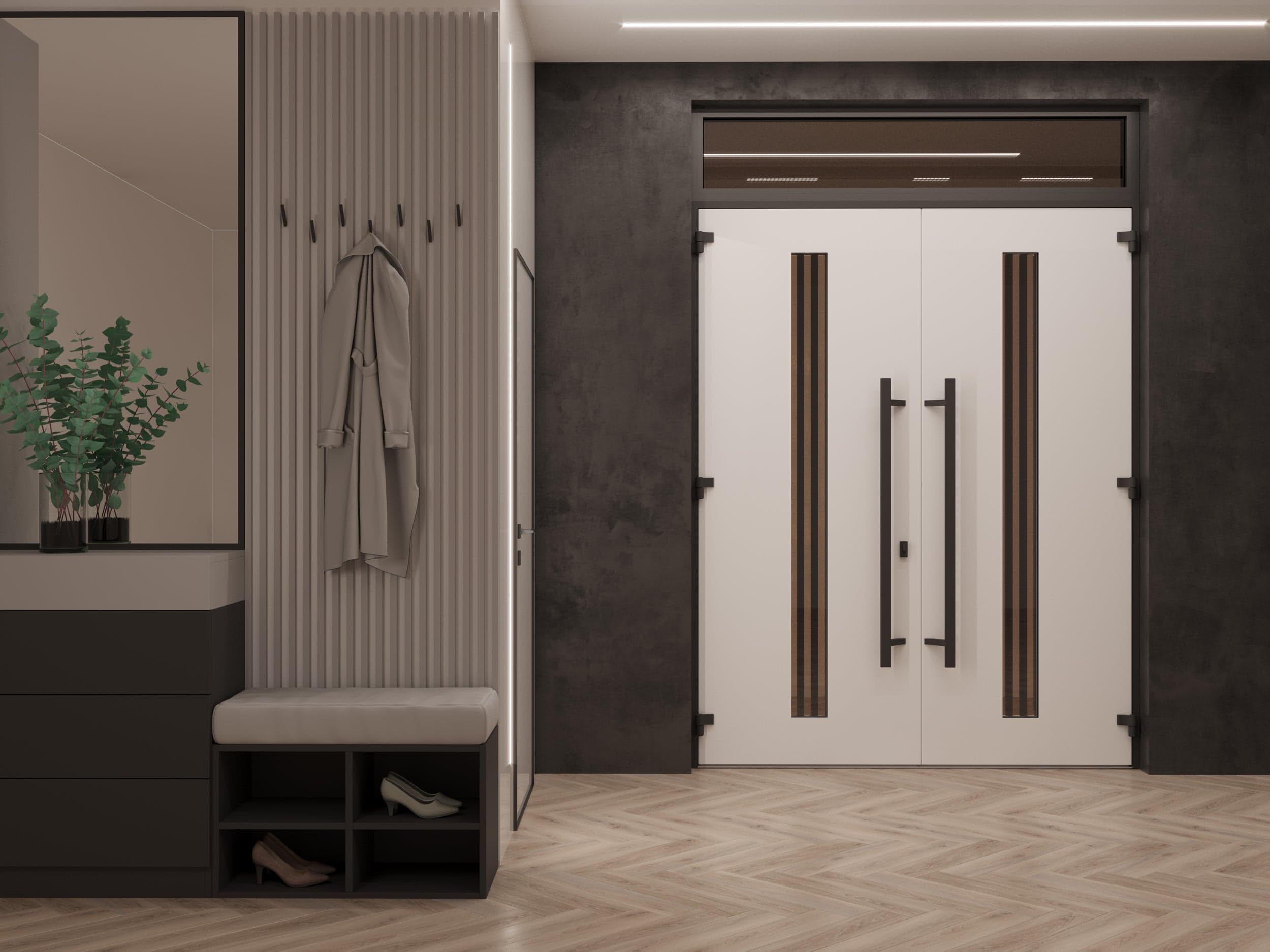 Double metal-aluminum modern exterior door Ronex 1055 8ft - 9