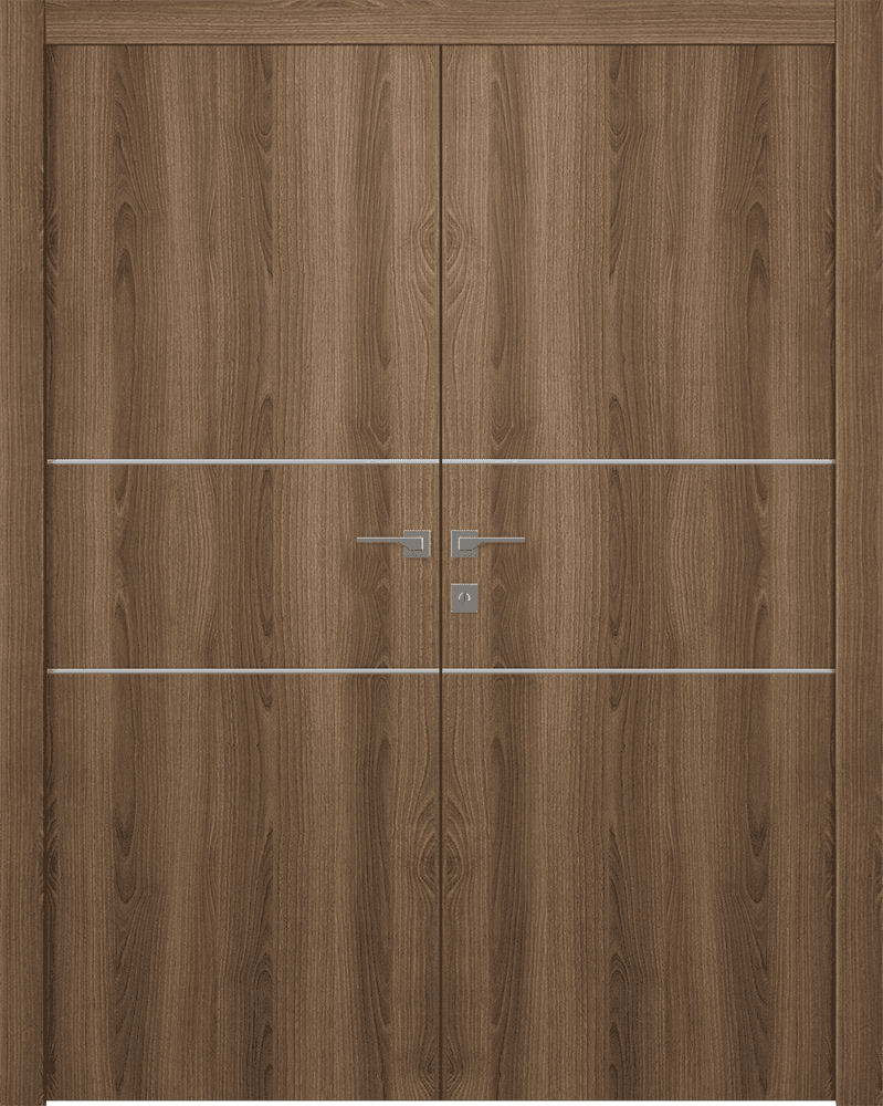 OPTIMA 2H PECAN NUTWOOD DOUBLE DOORS BELLDINNI MODERN INTERIOR DOOR - 1