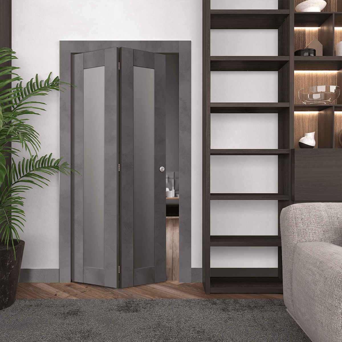 AVON 207 VETRO DARK URBAN BI-FOLD BELLDINNI MODERN INTERIOR DOOR - 2