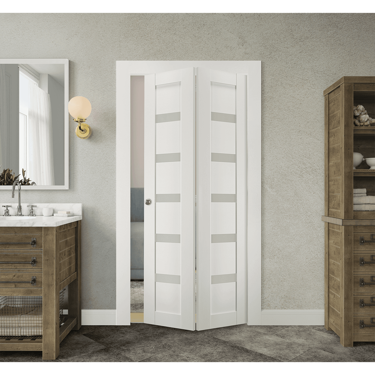 LEORA VETRO BIANCO NOBLE BI-FOLD BELLDINNI MODERN INTERIOR DOOR - 2
