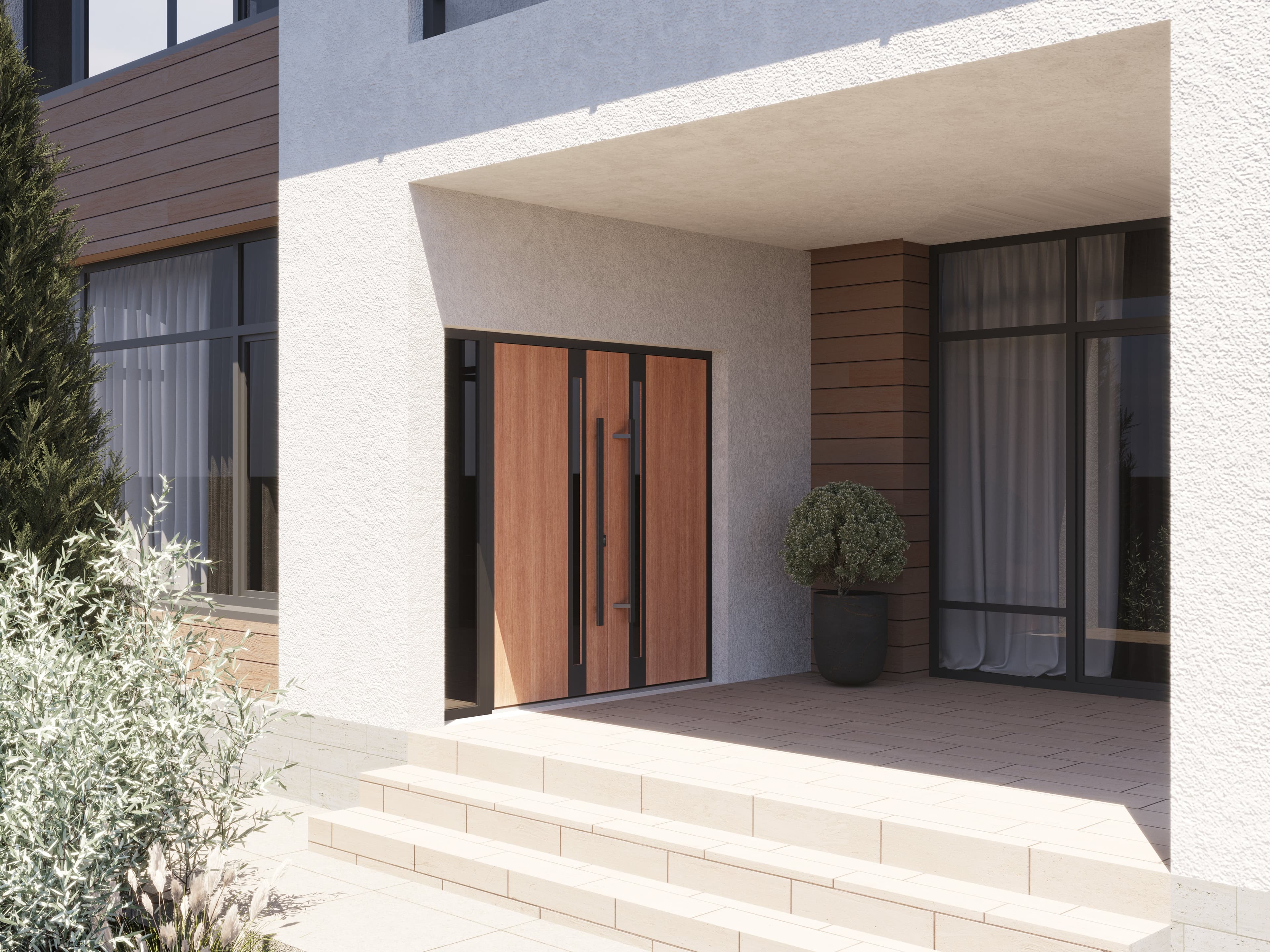 Double metal-aluminum modern exterior door Ronex 1033 5ft - 8