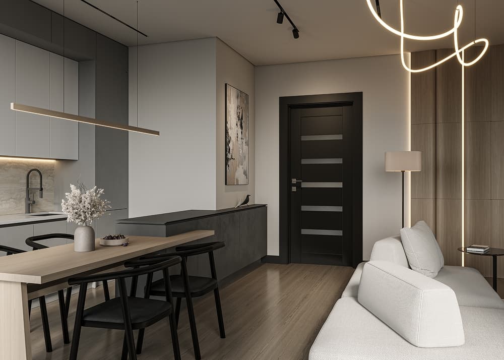 LEORA VETRO BLACK MATTE SWING BELLDINNI MODERN INTERIOR DOOR - 3