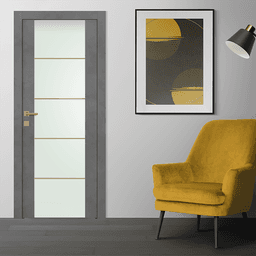AVON 202 4H GOLD STRIPS VETRO DARK URBAN SWING DOORS BELLDINNI MODERN INTERIOR DOOR - 2