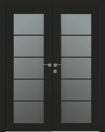 AVON 5 LITE VETRO BLACK MATTE DOUBLE BELLDINNI MODERN INTERIOR DOOR - 1
