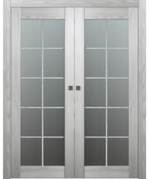 AVON 10 LITE VETRO RIBEIRA ASH DOUBLE POCKET BELLDINNI MODERN INTERIOR DOOR - 1