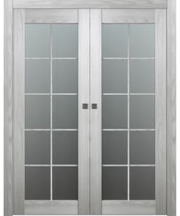 AVON 10 LITE VETRO RIBEIRA ASH DOUBLE POCKET BELLDINNI MODERN INTERIOR DOOR - 1