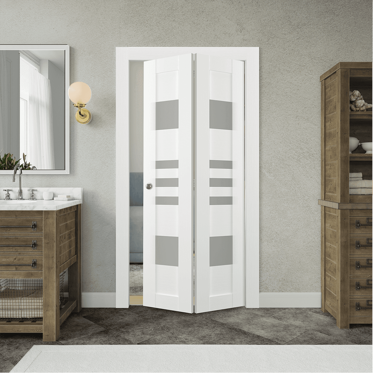 LETI VETRO BIANCO NOBLE BI-FOLD BELLDINNI MODERN INTERIOR DOOR - 2