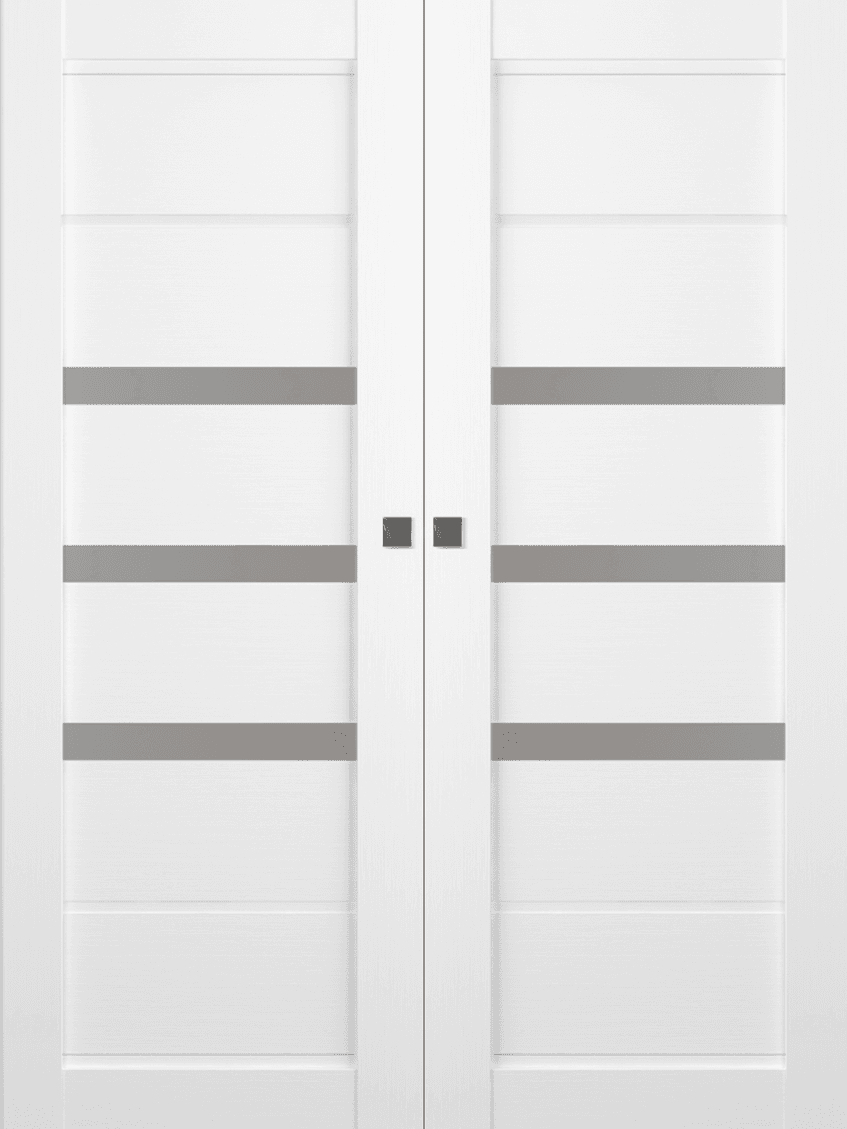 RITA VETRO BIANCO NOBLE DOUBLE MAGIC BELLDINNI MODERN INTERIOR DOOR - 1