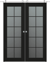 AVON 10 LITE VETRO BLACK MATTE DOUBLE BARN BELLDINNI MODERN INTERIOR DOOR - 1