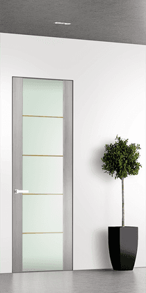 AVON 202 4H GOLD STRIPS VETRO RIBEIRA ASH DOUBLE INVISIBLE METAL FRAME BELLDINNI MODERN INTERIOR DOOR - 1