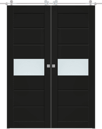 EDNA VETRO BLACK MATTE DOUBLE BARN BELLDINNI MODERN INTERIOR DOOR - 1