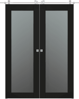 AVON 207 VETRO BLACK MATTE DOUBLE BARN BELLDINNI MODERN INTERIOR DOOR - 1