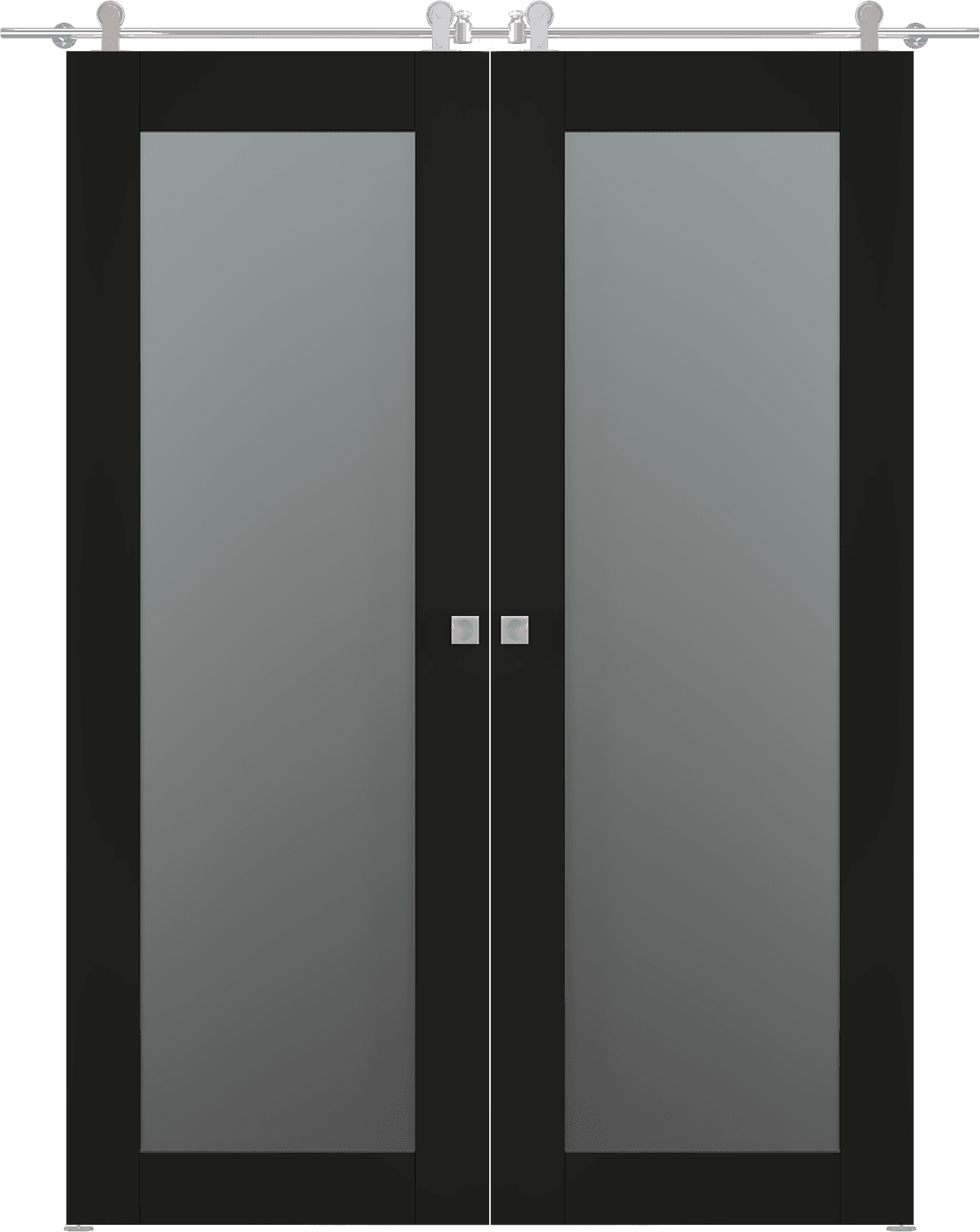 AVON 207 VETRO BLACK MATTE DOUBLE BARN BELLDINNI MODERN INTERIOR DOOR - 1