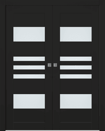 LETI VETRO BLACK MATTE DOUBLE POCKET BELLDINNI MODERN INTERIOR DOOR - 1