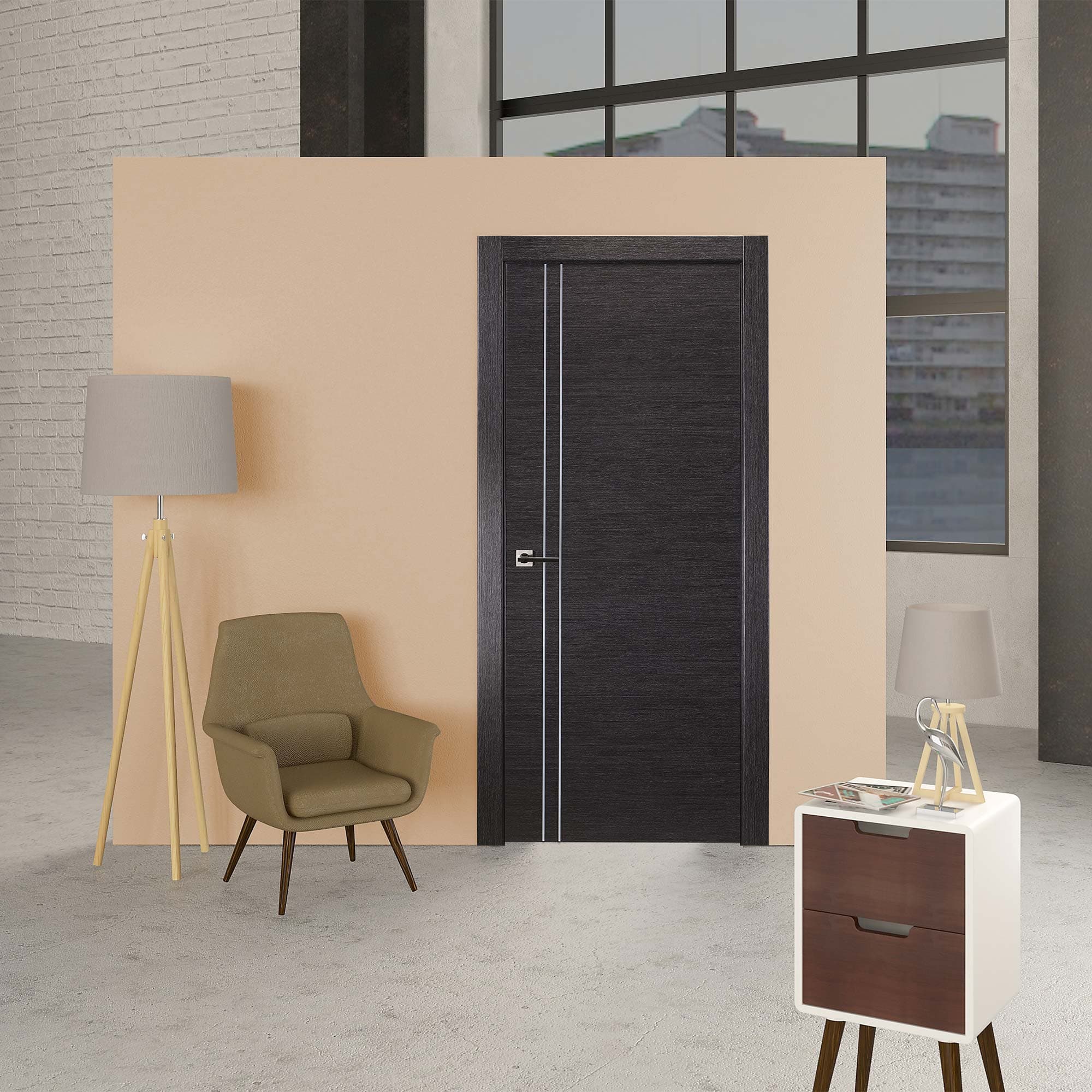 AVANTI 2V BLACK APRICOT MAGIC BELLDINNI MODERN INTERIOR DOOR - 2
