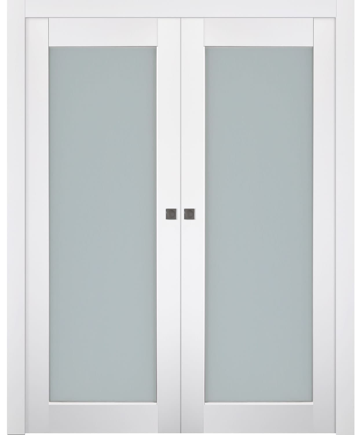 SMART PRO 207 VETRO POLAR WHITE DOUBLE POCKET BELLDINNI MODERN INTERIOR DOOR - 1