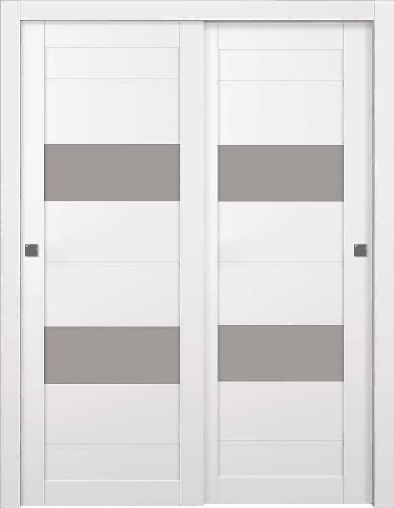 VITA VETRO SNOW WHITE BYPASS BELLDINNI MODERN INTERIOR DOOR - 1