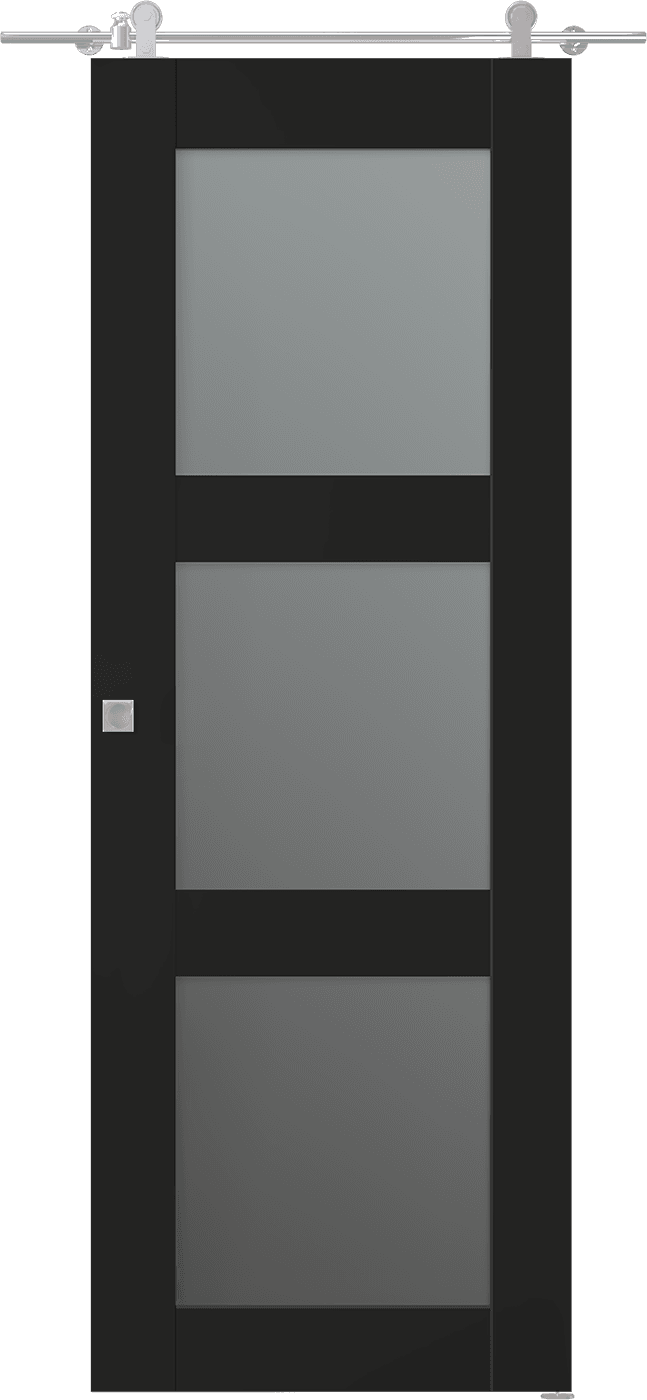 AVON 3 LITE VETRO BLACK MATTE BARN BELLDINNI MODERN INTERIOR DOOR - 1