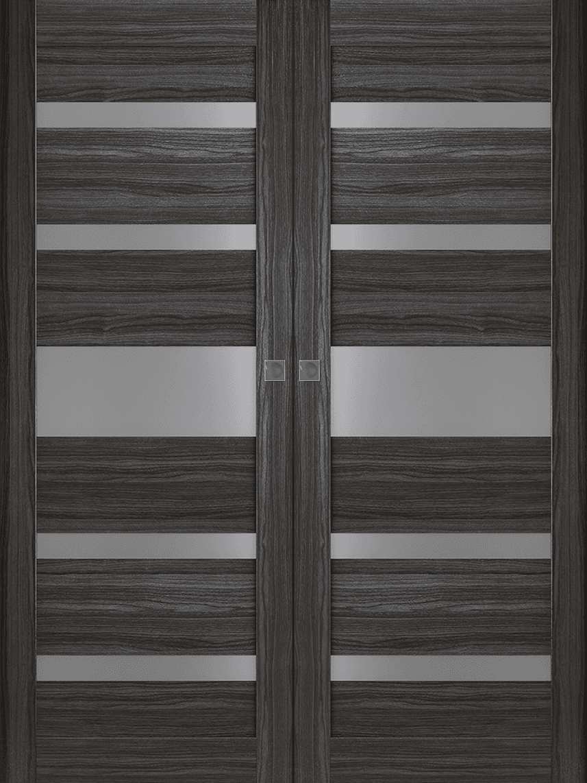 GINA VETRO GRAY OAK DOUBLE MAGIC DOORS BELLDINNI MODERN INTERIOR DOOR - 1