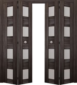 DELLA VETRO GRAY OAK DOUBLE BI-FOLD BELLDINNI MODERN INTERIOR DOOR - 1