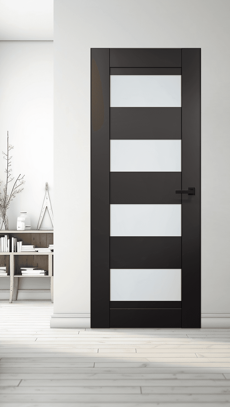 DELLA VETRO BLACK MATTE DOUBLE INVISIBLE METAL FRAME BELLDINNI MODERN INTERIOR DOOR - 1